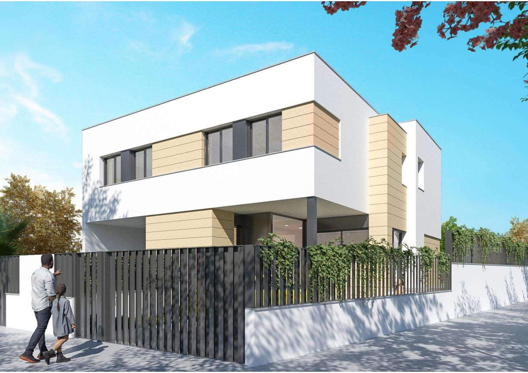 Ref. 6438 – Próxima promoción de obra nueva en Fondo Somella, Vilanova i la Geltrú – Vivienda esquinera moderna con jardín y terraza en una de las mejores zonas residenciales